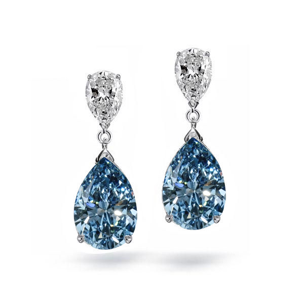 

Italo Blue Topaz Pear Cut Drop Earrings In Sterling Silver, White