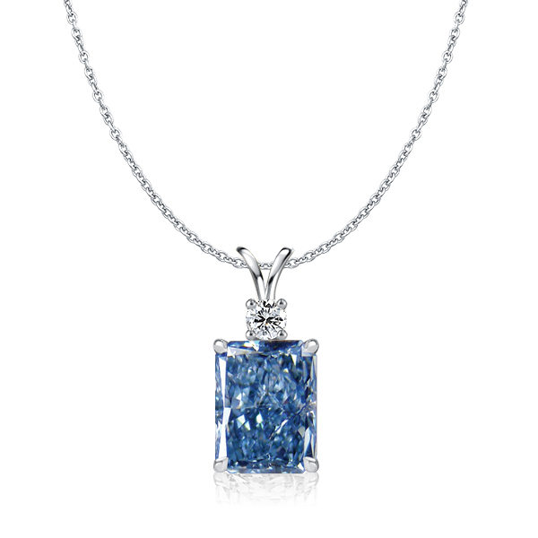 

Italo Blue Topaz Radiant Cut Pendant Necklace In Sterling Silver, White
