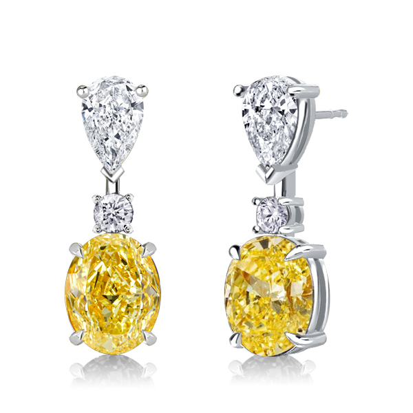 

Yellow Topaz Oval Cut Drop Earrings For Women Silver Earrings, White