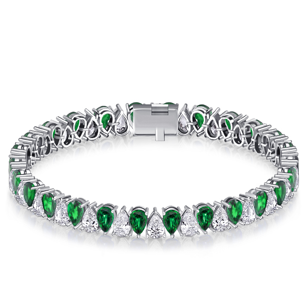 

Italo White & Emerald Bracelet Pear Cut Tennis Bracelet