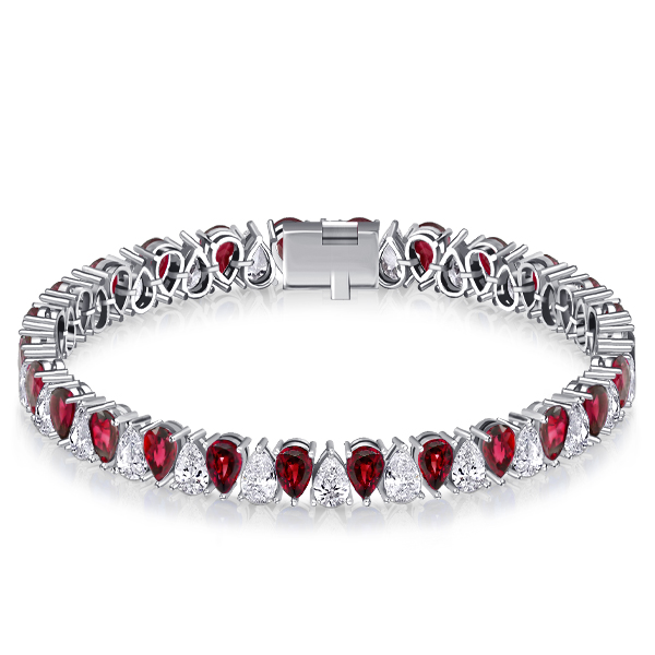 

Italo Pear Cut White & Ruby Tennis Bracelet For Women