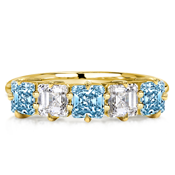 

Italo Aquamarine Ring Asscher Cut Half Eternity Wedding Band, White