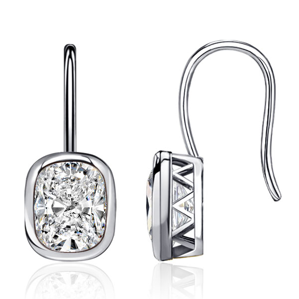 

Cushion Cut Drop Earrings, White