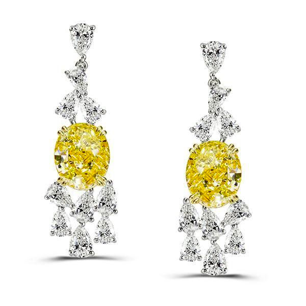 

Yellow Oval Cut Fashion Drop Earrings, White