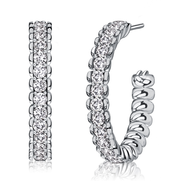 

Classic Round Cut White Hoop Earrings