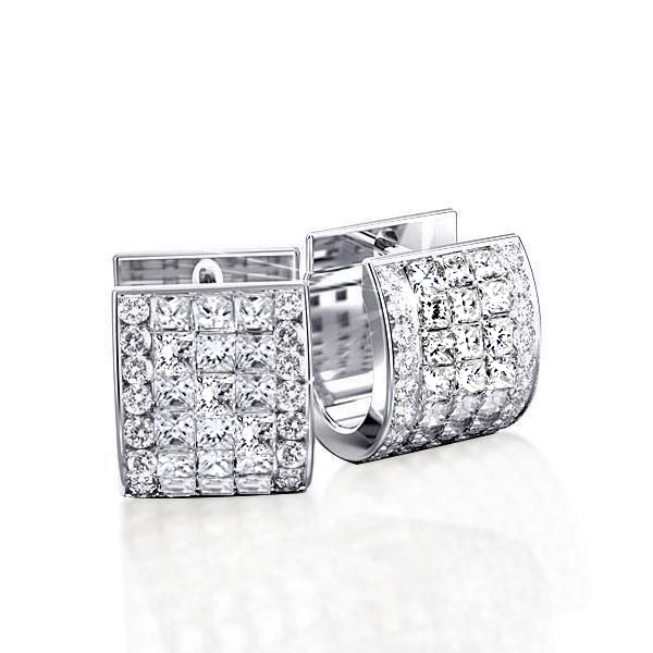 

Five Row Round & Asscher Cut White Hoop Earrings