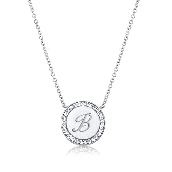 

Circle Engraved Initial Personalized Necklace For Women, White