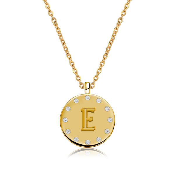 

Initial Personalized Coin Pendant Necklace For Women, White