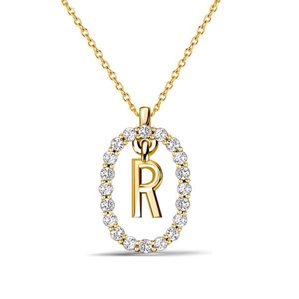 

Italo Initial Personalized Open Frame Initial Pendant For Women, White