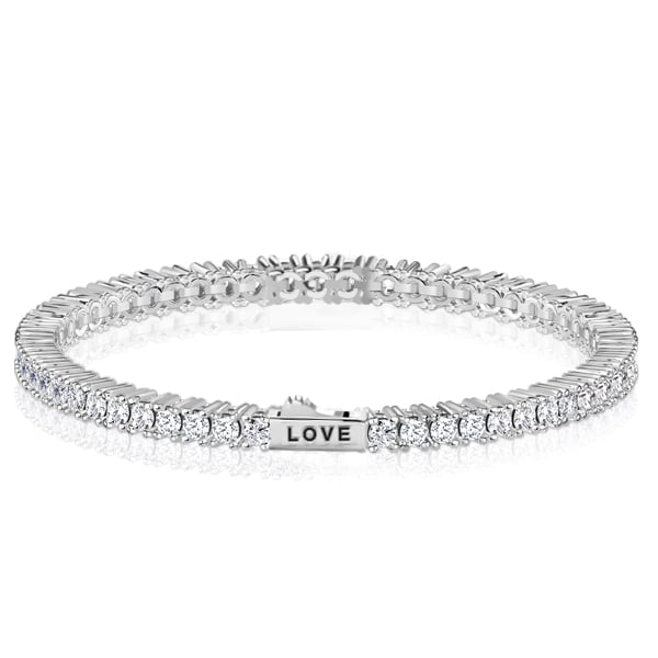 

Italo 3 MM Round Cut Engraved Personalized Tennis Bracelet, White