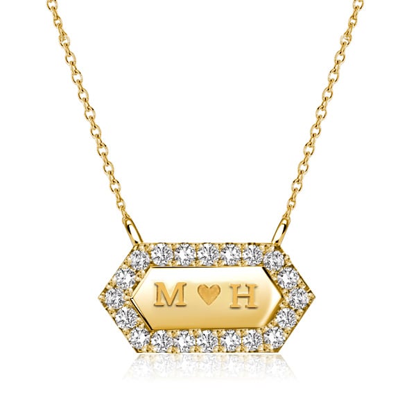 

Italo Hexagon Engravable Tag Pendant Initial Personalized Necklace, White