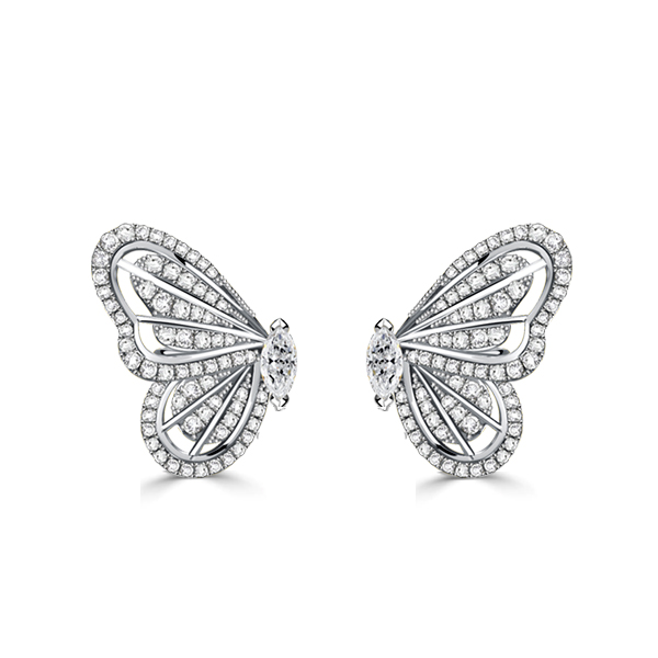 

Italo Dancing Butterfly White Sapphire Stud Earrings For Women