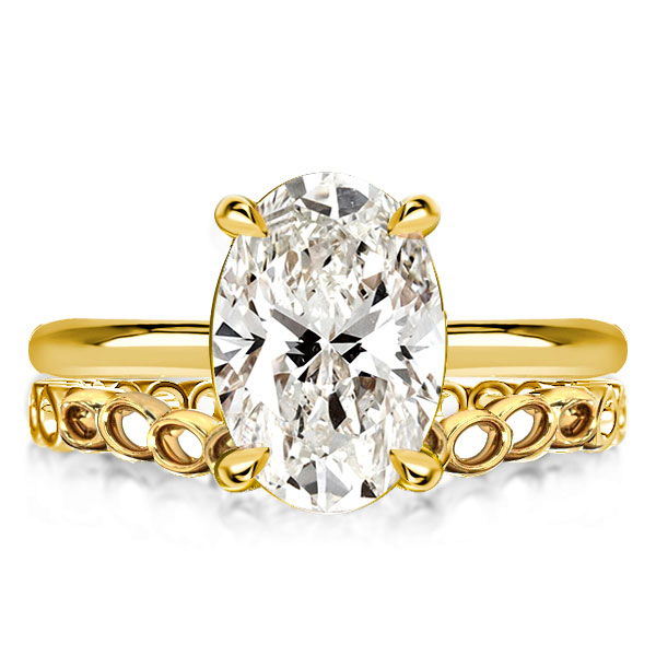 

Golden Oval Cut Bridal Set, White