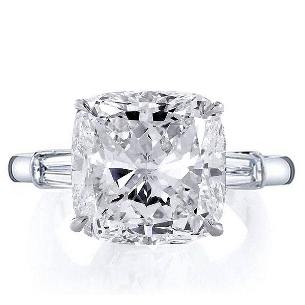 

Classic Three Stone Cushion Cut Engagement Ring, White