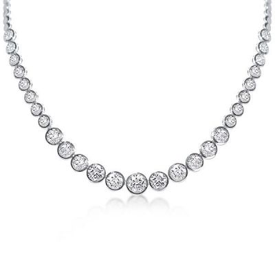 Classic Bezel Round Cut Tennis Necklace 