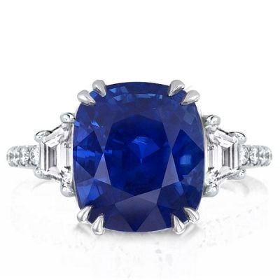 Cushion Cut Blue Sapphire Ring