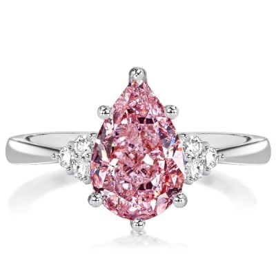 Italo Pear Shaped Pink Ring Sterling Silver Rings For Women