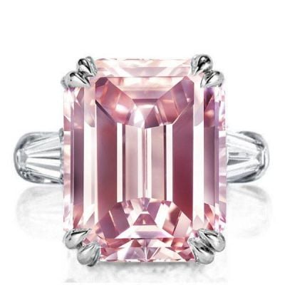 Pink Emerald Cut Ring 