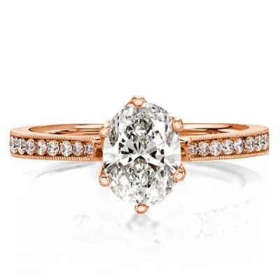 Oval Cut rose Gold Engagement Rings