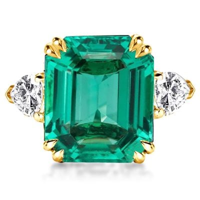 Green Emerald Engagement Ring