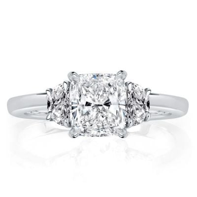 Three Stone Cushion Engagement Ring