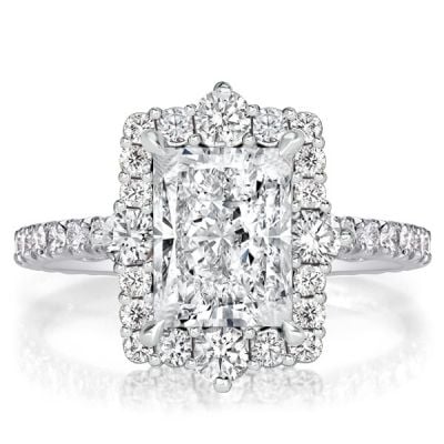 Radiant Cut Halo Ring Vintage Engagement Ring