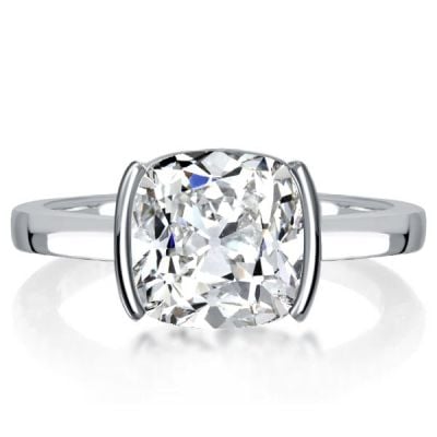 Italo Half-Bezel Cushion Cut Engagement Ring Solitaire