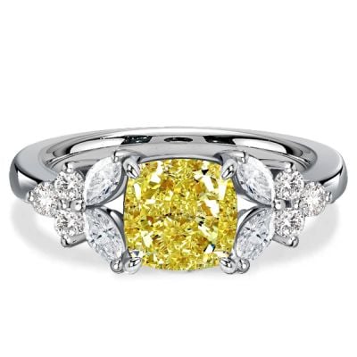 Italo Unique Yellow Topaz Cushion Cut Engagement Ring