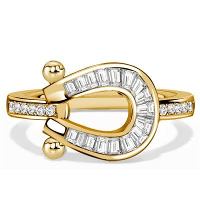 Italo Golden Channel Set Horseshoe Ring Engagement Ring