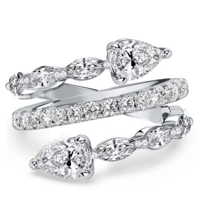 Italo Toi Et Moi Pear Cut Teardrop Ring Spiral Engagement Ring