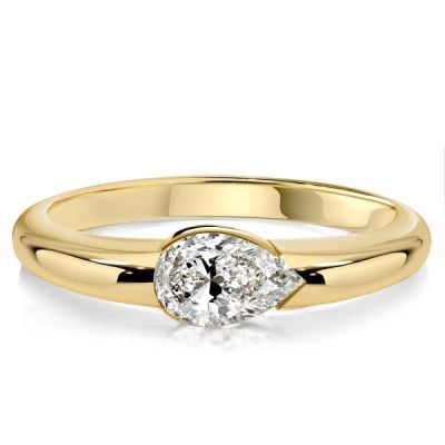 Italo East West Pear Cut Solitaire Engagement Ring
