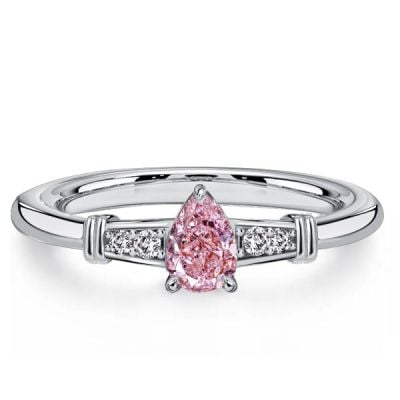Italo Dainty Pear Shaped Pink Sapphire Three Stone Engagement Ring
