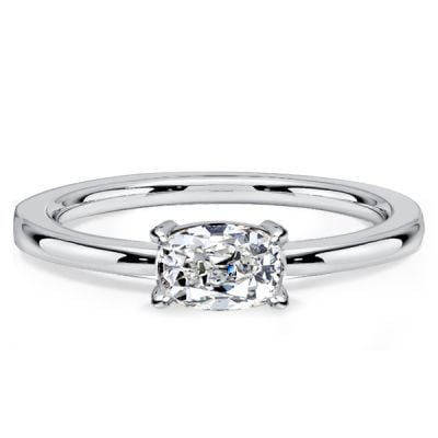 Italo East West Cushion Cut White Sapphire Engagement Rings