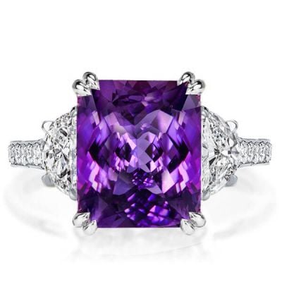 Italo Unique Radiant Cut Amethyst Rings Amethyst Sapphire Rings