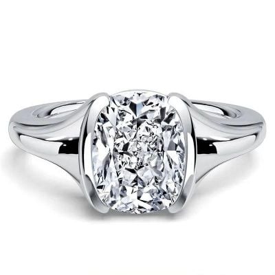 Italo Half-bezel White Sapphire Cushion Cut Engagement Rings