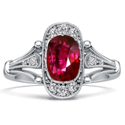 Italo Unique Ruby Ring Cushion Cut Ruby Engagement Ring
