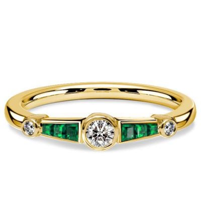 Italo Golden Emerald Sapphire Ring Vintage Engagement Ring