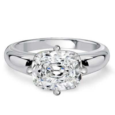Italo East West White Sapphire Cushion Cut Engagement Rings