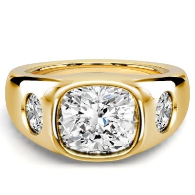 Italo Flush Setting 3 CT. Cushion Cut Three Stone Engagement Rings