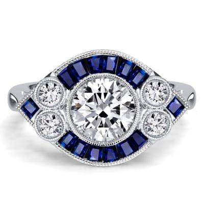 Italo Milgrain Bezel 1 CT. Round Cut Vintage Engagement Rings