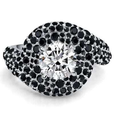 Italo Micro Pave Black & White Sapphire Unique Engagement Rings