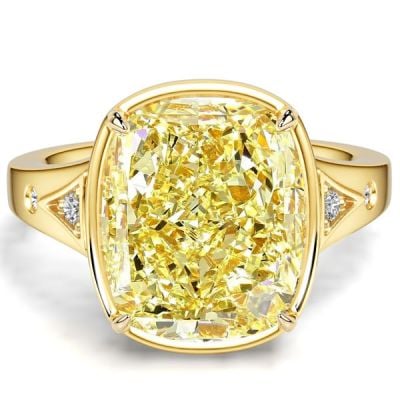 Italo Elongated Cushion Cut Yellow Topaz Engagement Ring 5.5 Carat Ring