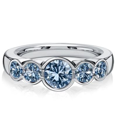 Italo Bezel Set Five Stone Blue Topaz Engagement Ring Promise Ring