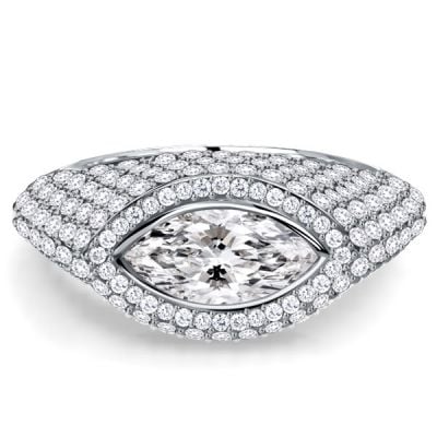 Italo Halo Micro Pave Marquise Cut Halo Engagement Rings Cocktail Ring