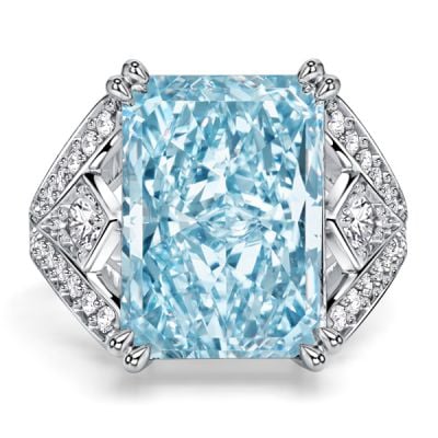Italo Split Shank Radiant Cut Aquamarine Engagement Ring For Women