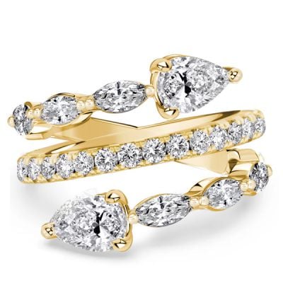 Italo Toi Et Moi Golden Pear Cut Teardrop Ring Spiral Engagement Ring