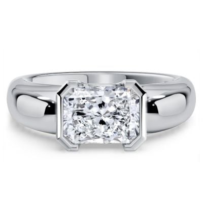 Italo East West White Sapphire Radiant Cut Engagement Ring For Women