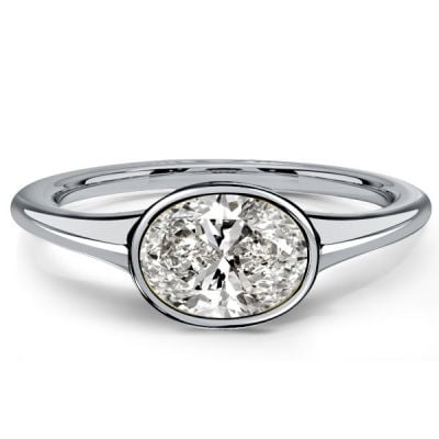 Italo East West Bezel Setting Oval Cut Engagement Ring For Women