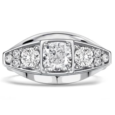 Italo Side Stone Cushion Cut Vintage Engagement Ring For Women