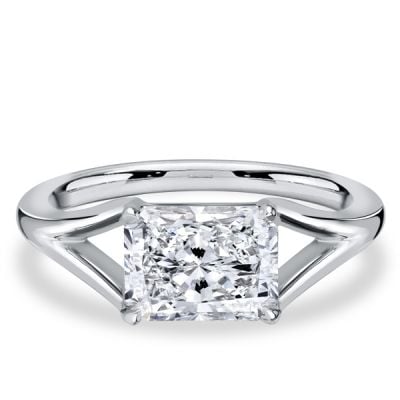Italo Split Shank Radiant Cut White Sapphire Engagement Ring For Women